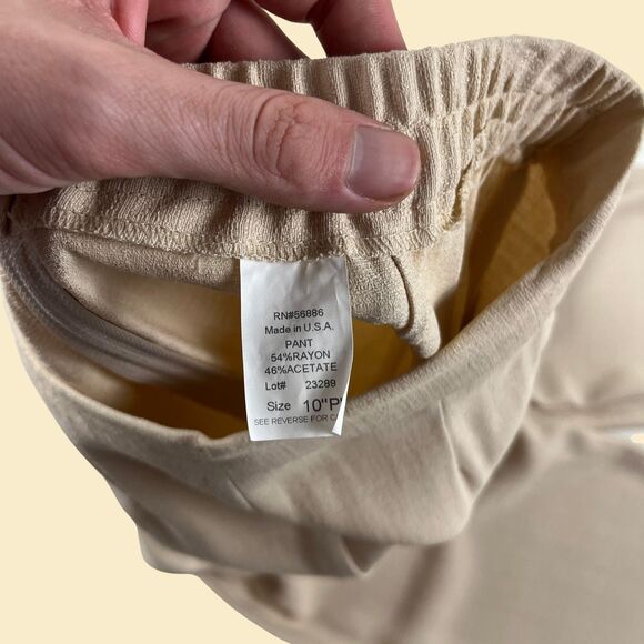 2000s polka dot jacket & pant set by Virgo Petite, vintage size 10P beige/navy - Picture 6 of 8